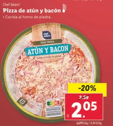 Oferta de Chef Select - Pizza De Atún Y Bacón por 2,05€ en Lidl