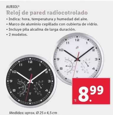 Oferta de Auriol - Reloj De Pared Radiocotrolado por 8,99€ en Lidl