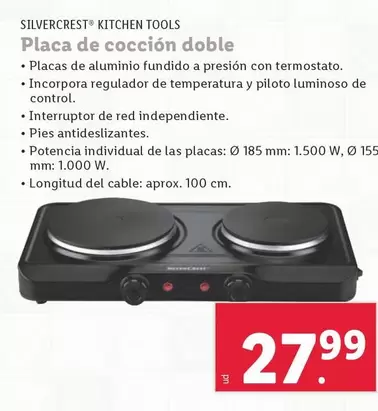 Oferta de Silvercrest Kitchen Tools - Placa De Cocción Doble por 27,99€ en Lidl