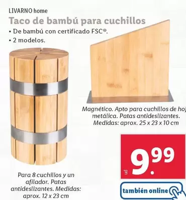 Oferta de Livarno Home - Taco De Bambú Para Cuchillos por 9,99€ en Lidl