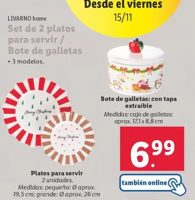 Oferta de Livarno Home - Set De 2 Platos Para Servir/Bote De Galletas por 6,99€ en Lidl