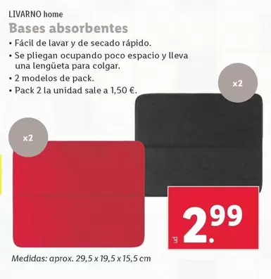 Oferta de Livarno Home - Bases Absorbentes por 2,99€ en Lidl