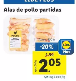 Oferta de Alas De Pollo Partidas por 2,05€ en Lidl