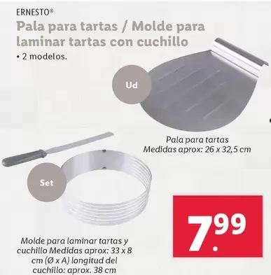 Oferta de Ernesto - Pala Para Tartas/Molde Para Laminar Tartas Con Cuchillo por 7,99€ en Lidl