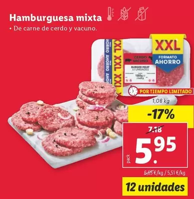 Oferta de Hamburguesa Mixta por 5,95€ en Lidl