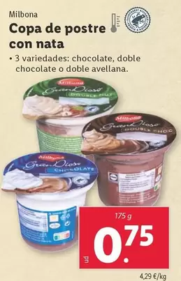 Oferta de Milbona - Copa De Postre Con Nata por 0,75€ en Lidl