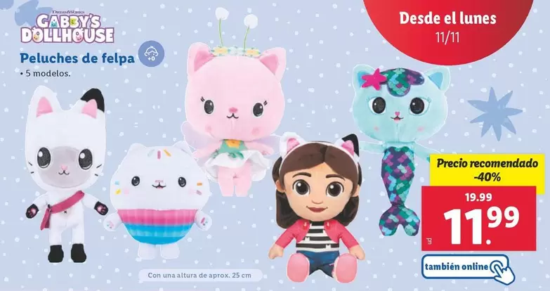 Oferta de Gabby's Dollhouse - Peluches De Felpa  por 11,99€ en Lidl