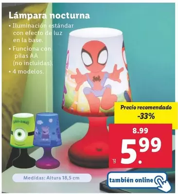 Oferta de Lámpara Nocturna por 5,99€ en Lidl