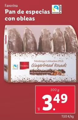 Oferta de Favorina - Pan De Especias Con Obleas por 3,49€ en Lidl