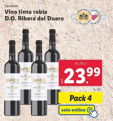 Oferta de Garabato - Vino Tinto Roble D.O. Ribera Del Duero por 23,99€ en Lidl