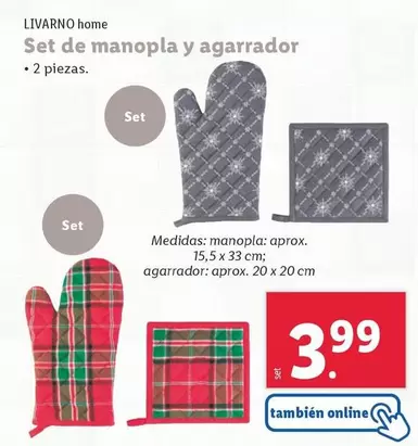 Oferta de Livarno Home - Set De Manopla Y Agarrador por 3,99€ en Lidl