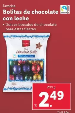 Oferta de Favorina - Bolitas De Chocolate Con Leche por 2,49€ en Lidl