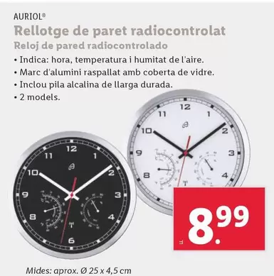 Oferta de Auriol - Reloj De Pared Radiocontrolado  por 8,99€ en Lidl