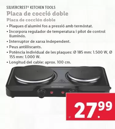 Oferta de Silvercrest Kitchen Tools - Placa De Cocción Doble por 27,99€ en Lidl