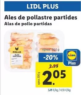 Oferta de Alas De Pollo Partidas por 2,05€ en Lidl