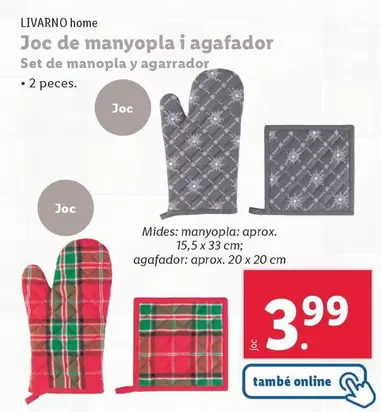 Oferta de Livarno Home - Set De Manopla Y Agarrador  por 3,99€ en Lidl