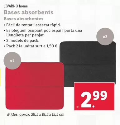 Oferta de Livarno Home - Bases Absorbentes por 2,99€ en Lidl