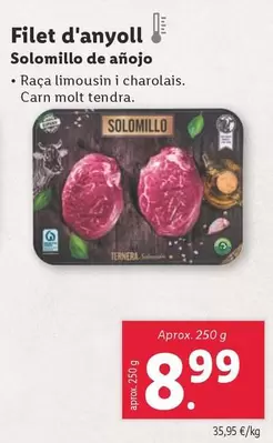 Oferta de Solomillo De Añojo por 8,99€ en Lidl