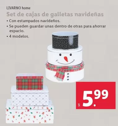 Oferta de Livarno Home - Set De Cajas De Galletas Navideñas por 5,99€ en Lidl