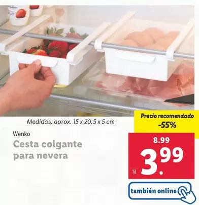 Oferta de Wenko - Cesta Colgante Para Nevera  por 3,99€ en Lidl