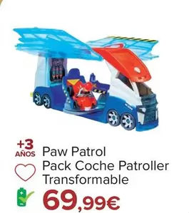 Oferta de Paw Patrol - Pack Coche Patroller Transformable por 69,99€ en Carrefour