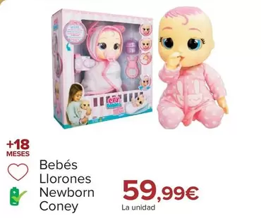 Oferta de Bebes Llorones Newborn Coney por 59,99€ en Carrefour