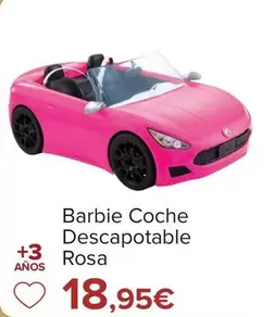 Oferta de Barbie - Coche Descapotable Rosa por 18,95€ en Carrefour