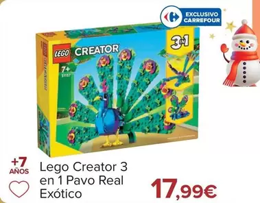 Oferta de LEGO - Creator 3 En 1 Pavo Real Exotico por 17,99€ en Carrefour