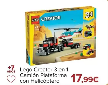 Oferta de LEGO - Creator 3 En 1 Camion Plataforma Con Helicóptero por 17,99€ en Carrefour