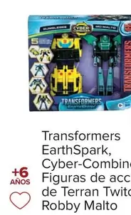 Oferta de Transformers Earthspark Cyber-Combiner O Figuras De Accion De Terran Twitch Y Robby Malto por 26,95€ en Carrefour