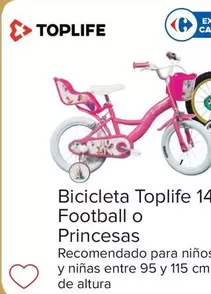 Oferta de Bicicleta Toplife 14\  Football O Princesas" por 119€ en Carrefour