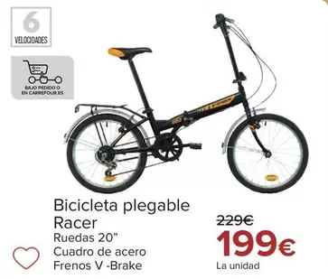 Oferta de Racer - Bicicleta Plegable  por 199€ en Carrefour