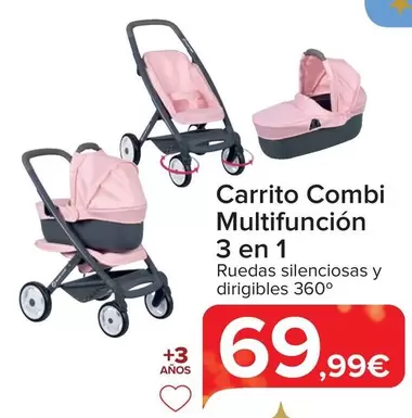 Oferta de Carrito Combi Multifuncion 3 En 1 por 69,99€ en Carrefour