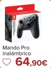 Oferta de Nintendo SWITCH  - Mando Pro Inalambrico por 64,9€ en Carrefour