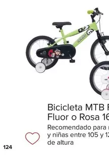 Oferta de Bicicleta Mtb First Fluor O Rosa 16" 124" por 119€ en Carrefour