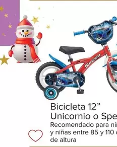 Oferta de Bicicleta 12" Unicornio O Speed" por 99€ en Carrefour