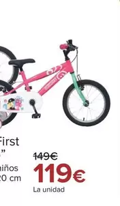 Oferta de Bicicleta Mtb First Fluor O Rosa 16"124" por 119€ en Carrefour