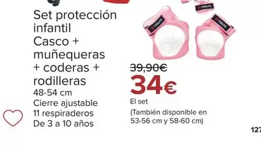 Oferta de Set Proteccion Infantil Casco + Munequeras  + Coderas + Rodilleras por 34€ en Carrefour