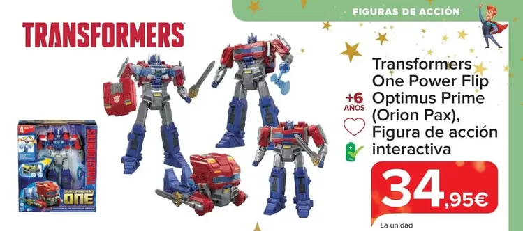 Oferta de Transformers One Power Flip Optimus Prime (Orion Pax) Figura De Accion Interactiva por 34,95€ en Carrefour