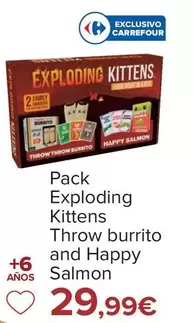 Oferta de Pack Exploding Kittens Throw Burrito And Happy Salmon por 29,99€ en Carrefour