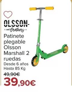 Oferta de Olsson - Patinete Plegable Marshall 2 Ruedas por 39,9€ en Carrefour