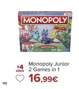 Oferta de Monopoly - Junior 2 Games In 1 por 16,99€ en Carrefour