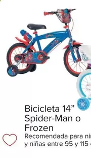 Oferta de Bicicleta 14" Spider-Man O Frozen" por 149€ en Carrefour