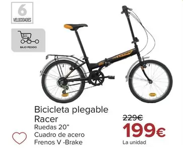 Oferta de Racer - Bicicleta Plegable  por 199€ en Carrefour