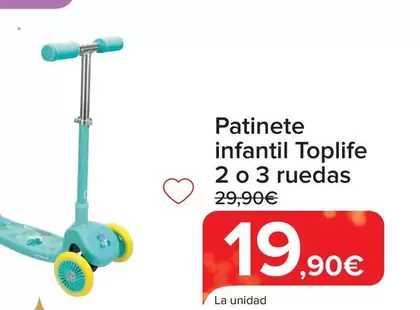 Oferta de Toplife - Patinete Infantil 2  O 3 Ruedas por 19,9€ en Carrefour