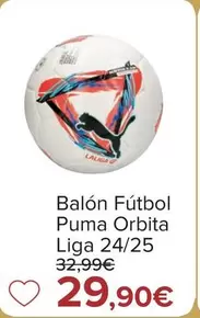 Oferta de Balon Futbol Puma Orbita Liga 2425 por 29,9€ en Carrefour