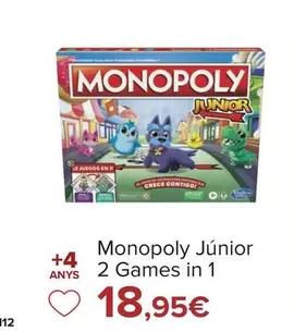 Oferta de Monopoly - Junior 2 Games In 1 por 18,95€ en Carrefour