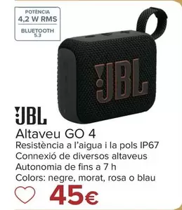 Oferta de JBL - Altavoz Go 4 por 45€ en Carrefour