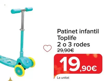 Oferta de Toplife - Patinete Infantil 2  O 3 Ruedas por 19,9€ en Carrefour