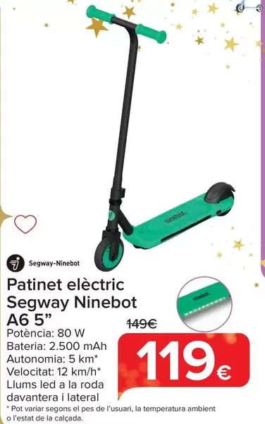 Oferta de Segway Ninebot - Patinete Electrico  A6 5" por 119€ en Carrefour